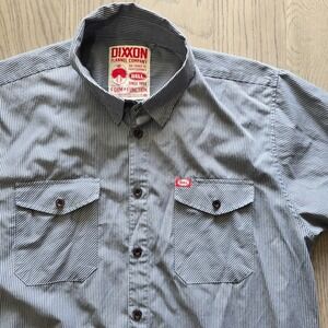 Dixxon Flannel Co Bell Helmets Pinstripe Short Sleeve Work Shirt Blue Men's 2XL
